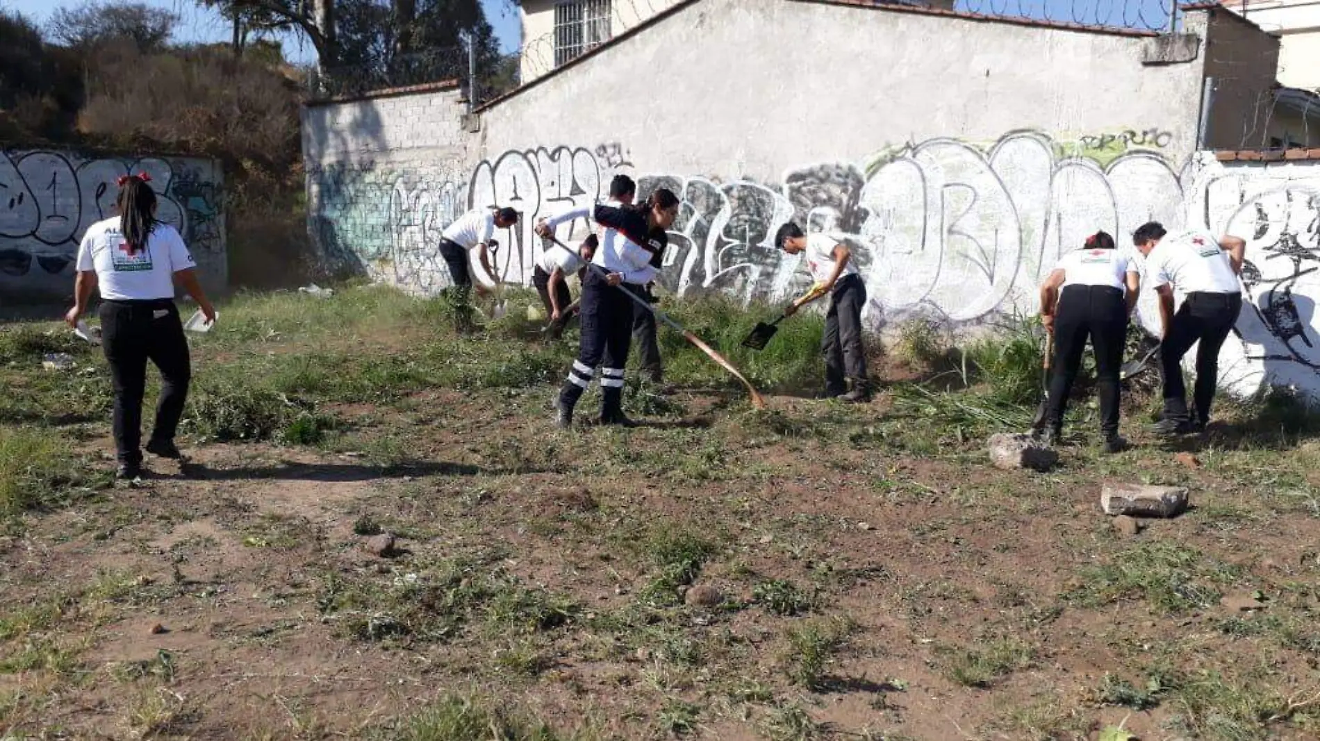 Los voluntarios de la Cruz Roja participaron en la limpia del terreno donde será la sede de la zona oriente.